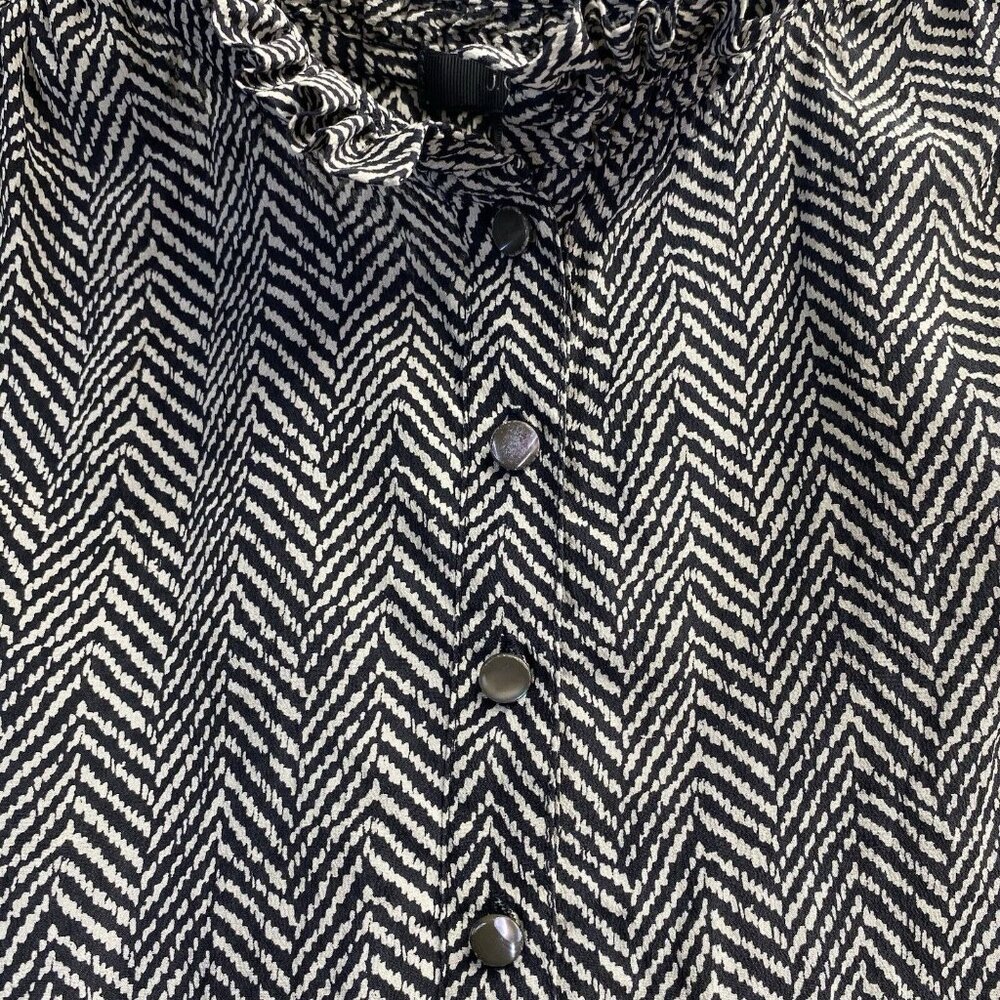 J. Crew Black and White Monochrome Pattern Sleeveless Blouse - Picture 13 of 16